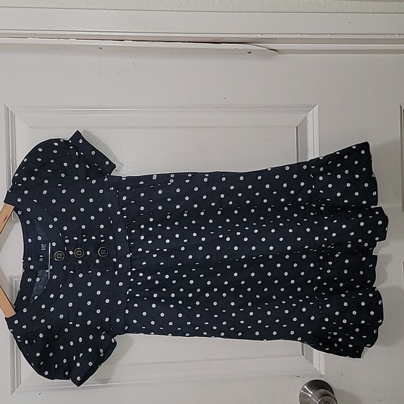 GAP KIDS DRESS WITH  SLEEVE  BLUE AND WHITE  DOTS  MEDIUM - Picture 2 of 8